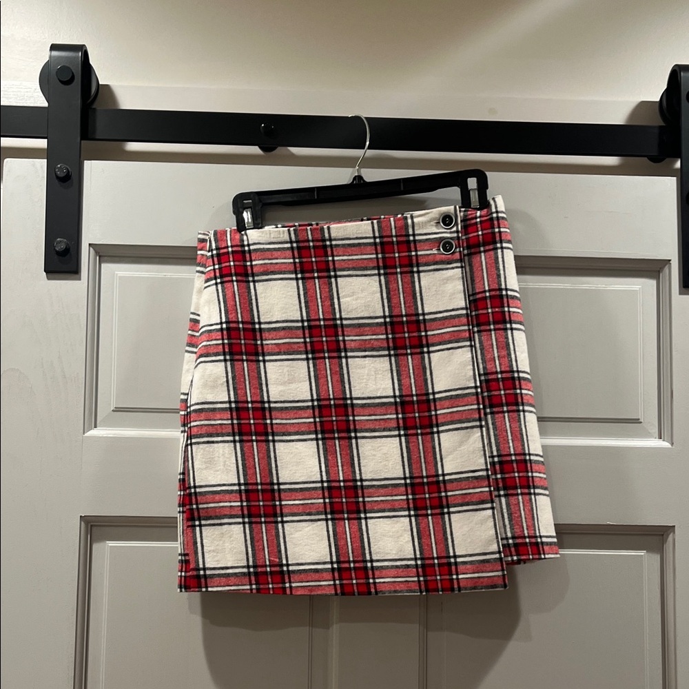 Blue Rain Red and White Plaid Mini Skirt